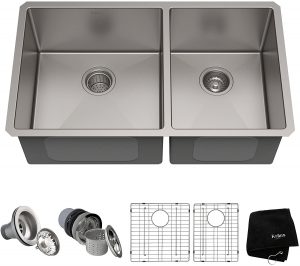 Kraus Standard PRO KHU103 33-inch Undermount 60/40 Double Bowl Stainless Steel Kitchen Sink
