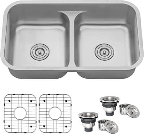 Ruvati 32-inches Low Divide 5050 Double Bowl Kitchen Sink